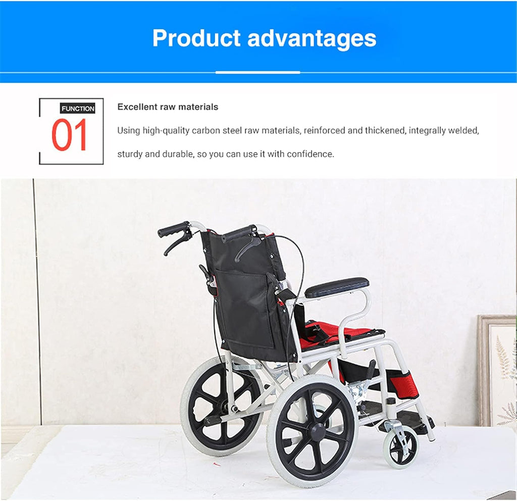 Wheelchairs Folding Wheelchairs,Folding Wheelchair Small and Convenient Travel Foldable 11Kg Small Wheel Explosion-Proof Tire Hand-Push Type Mobility Scooter for The Elderly with Disabiliti