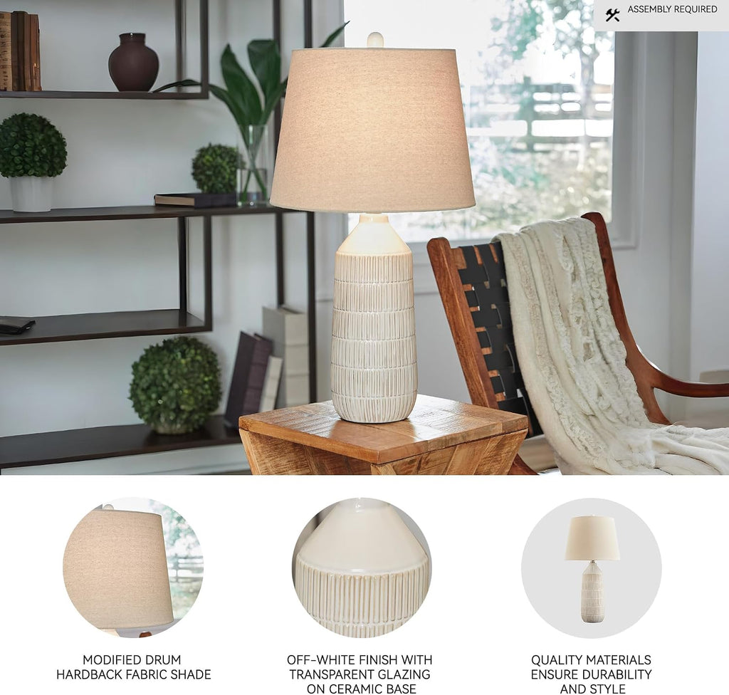 Signature Design by Ashley Willport Modern 26.5' Ceramic Table Lamp, Set of 2, Beige