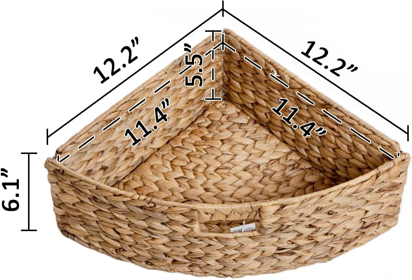 eHemco Hampton Meadows 4 Tier X-Side Corner Table Storage Cabinet with 4 Wicker Baskets, Walnut
