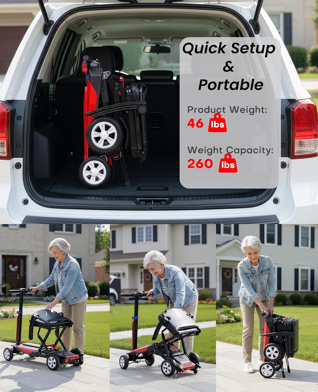 4-Wheel Mobility Scooter for Seniors, Foldable, 12-Mile Range | Auto Brake System for Enhanced Safety