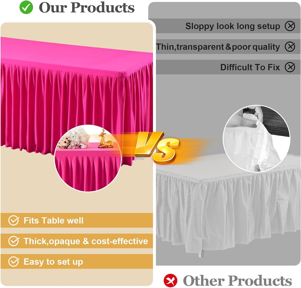 Shillance 6 Pack Hot Pink Table Clothes for 8 Foot Rectangle Tables, Premium Polyester Rectangle Tablecloth Wrinkle Resistant Washable Table Cloth for Wedding, Party, Dining, Banquet, Buffet Tables