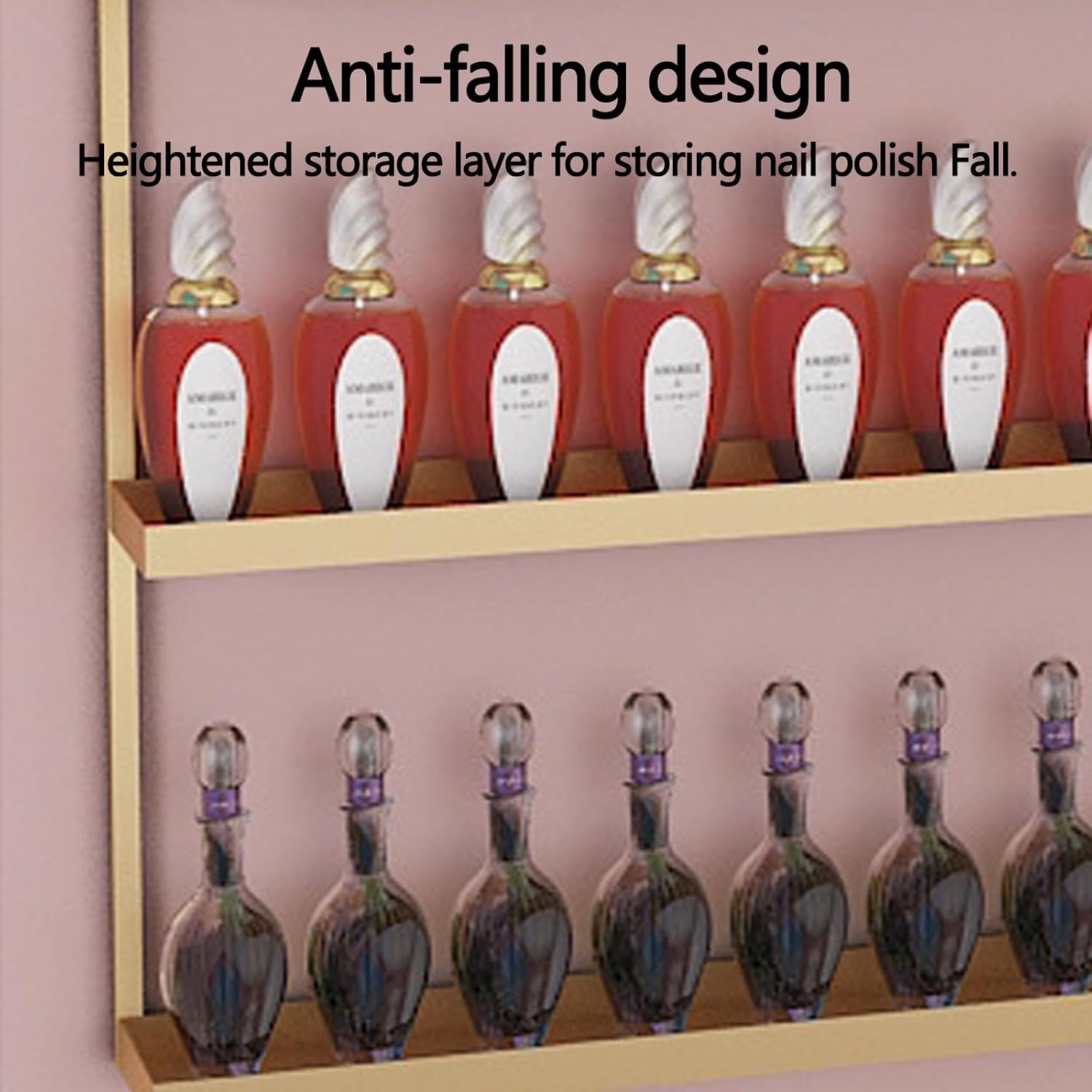 Nail Polish Rack Wall Mount Display The Corners are Smooth and Don't Scratch Your Hands Nail Polish Organizer for Nail Salon Dress Room Bedroom (Color : Black)