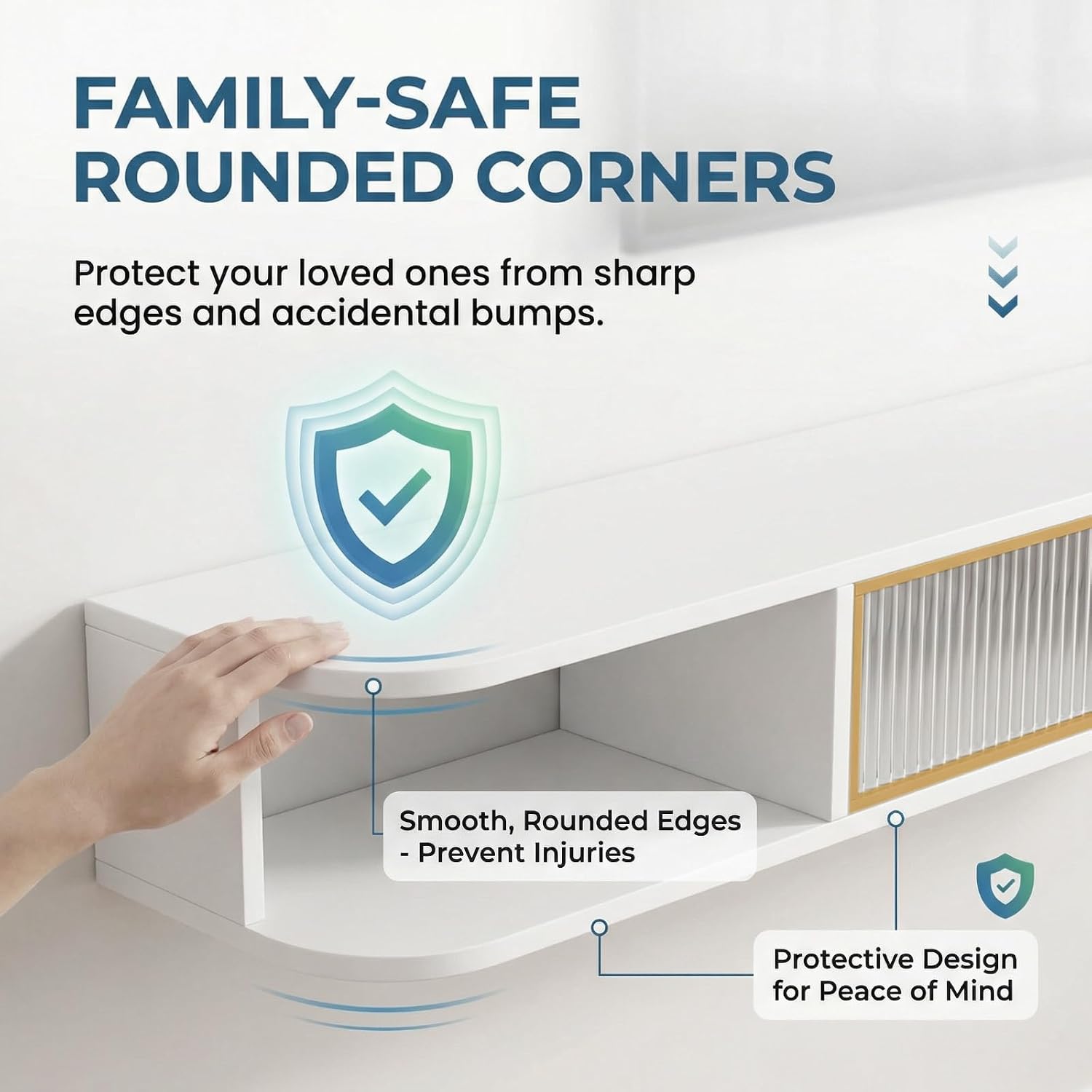 Floating TV Stand Wall Mounted Entertainment Center, 39.3–70.8 in Modern Media Console Shelf for Under TV Storage with Rounded Corners & Cable Management, Space-Saving for Living Room & Bedroom