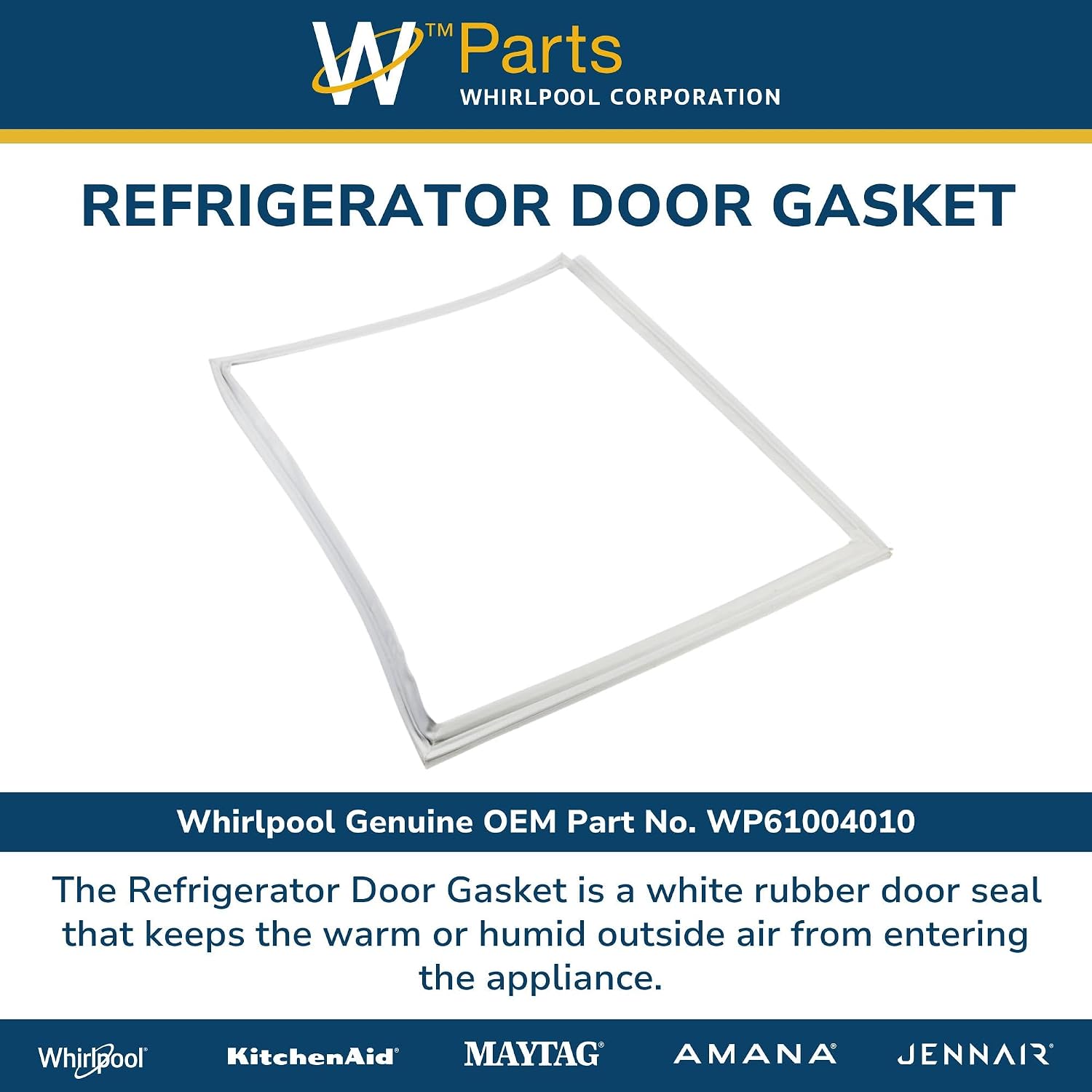 Whirlpool WP61004010 Genuine OEM Refrigerator Door Gasket Replacement Part - Replaces 61002056 and 61004010