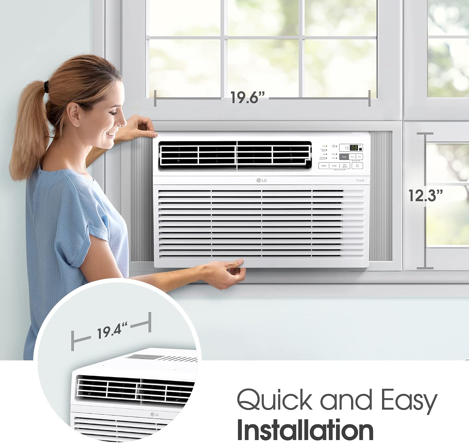 LG 8000 BTU Window Air Conditioners 2023 New Remote Control WiFi Enabled App Ultra-Quiet Washable Filter Cools 340 Sq. Ft for Small & Medium Room AC Unit air conditioner Easy Install White LW8017ERSM1