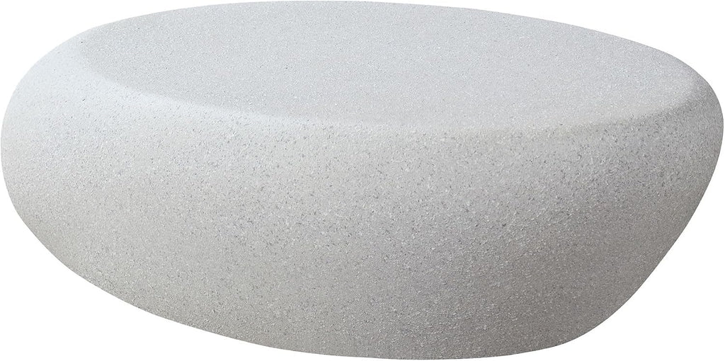 JUSTONE 43.31 Modern Oval Coffee Table for Living Room, Contemporary Rustic Style Curved Accent Table,Farmhouse Coffee Table for Apartment Bedroom Office Balcony- Beige