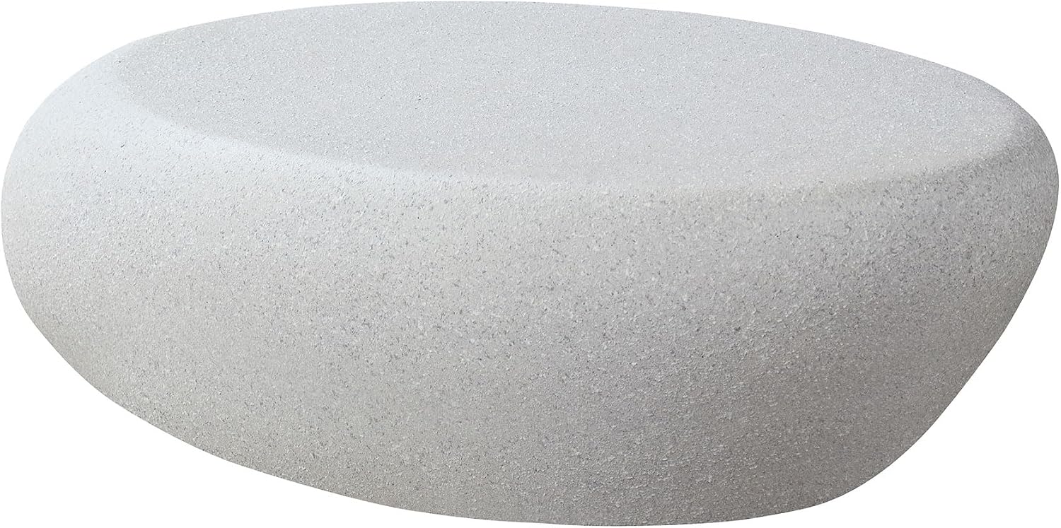 JUSTONE 43.31 Modern Oval Coffee Table for Living Room, Contemporary Rustic Style Curved Accent Table,Farmhouse Coffee Table for Apartment Bedroom Office Balcony- Beige