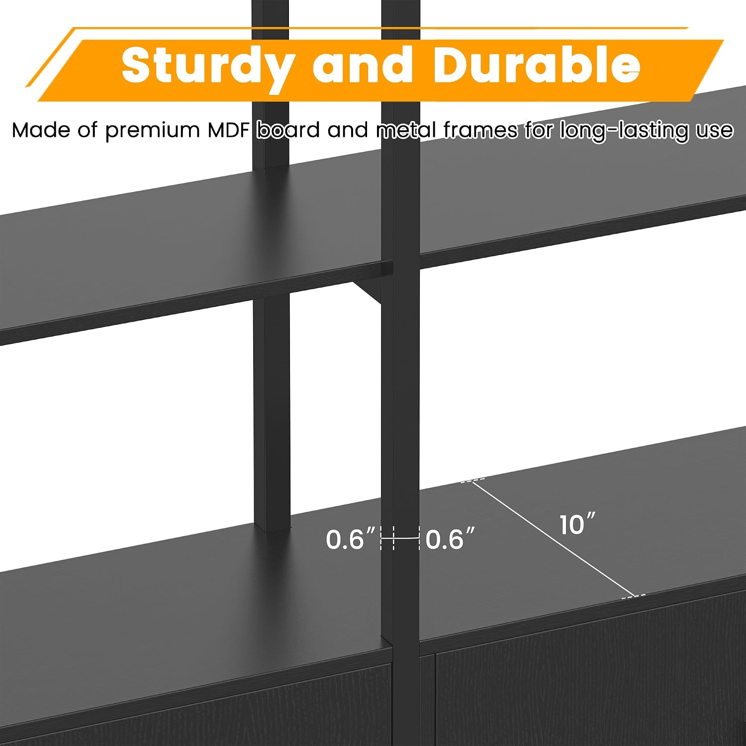 85.8' Tall Arched Bookshelf with Door, 5-Tier Etagere Bookcase with Storage Cabinet Shelf, Triple Wide Industrial Bookshelf, Free Standing Display Shelf for Living Room Home Office, Black