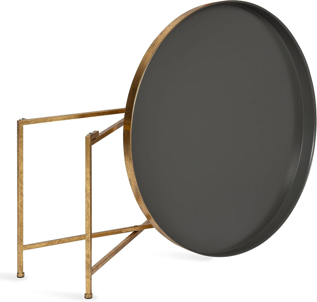 Kate and Laurel Celia Modern Coffee Table; 28 x 28 x 19; Gray and Gold; Glamorous Folding Metal Table for Storage and Display