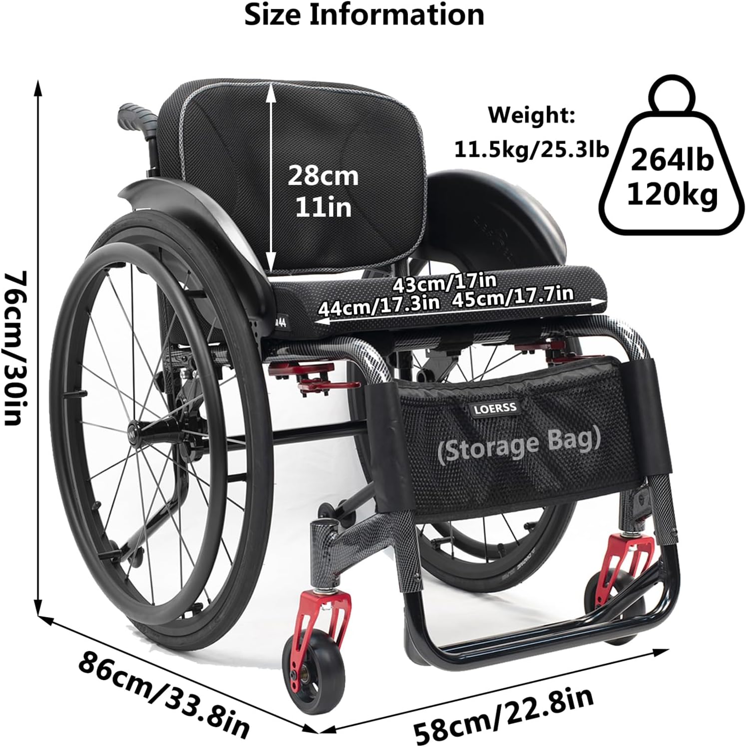 Lightweight Transport Wheelchair,Ultralight Transit Travel Wheelchair,Aluminium Sports Wheelchair,Portable Self-Propelled Wheelchair,Quick Releasefor Rear Wheel,Manual Brake,Storage Bag,Seat Belt(Blue