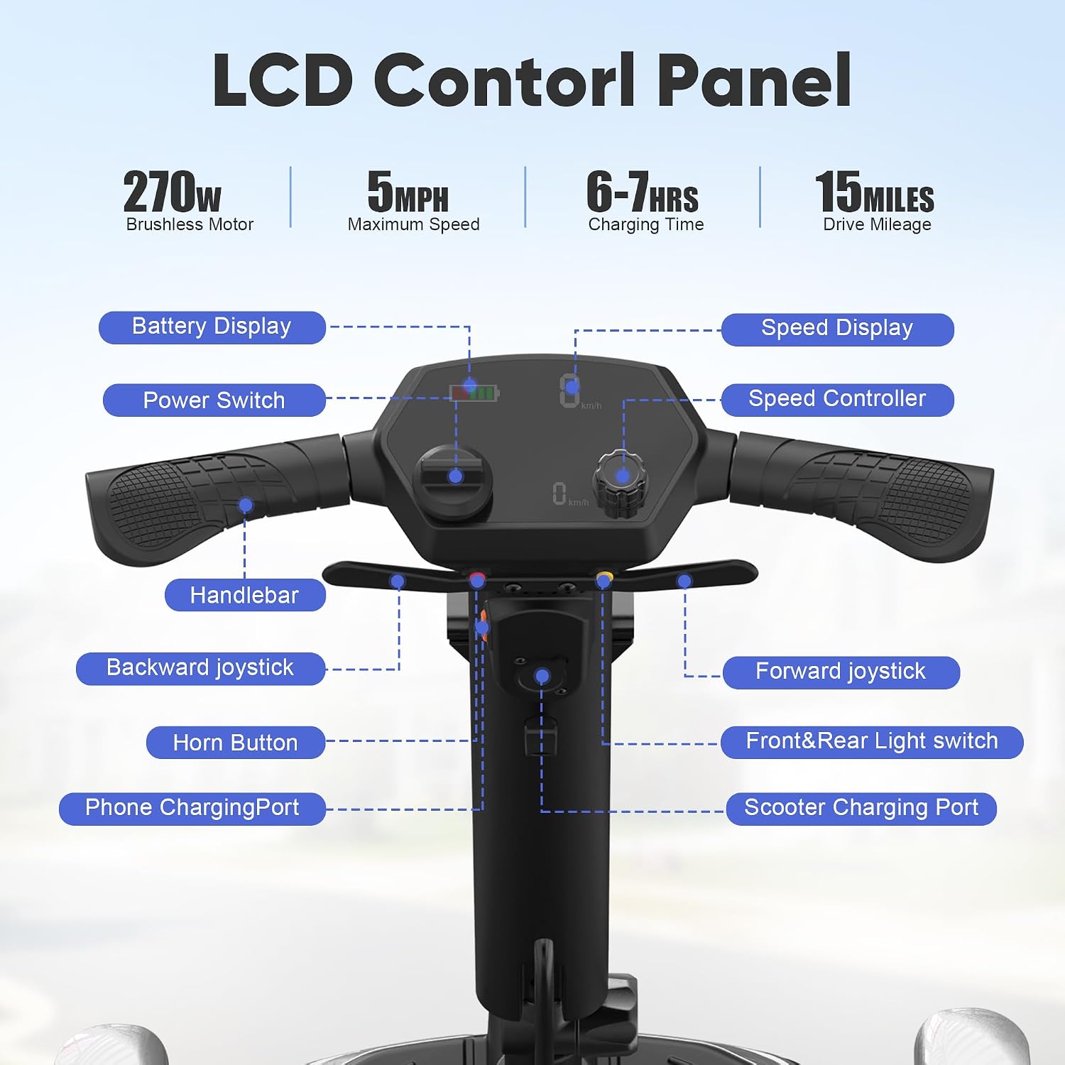 4 Wheels Mobility Scooters for Seniors,39LBS Light Frame&15 Miles Travel Range&350LBS Capacity&270W Brushless Motor Powered Wheelchair Folding Electric Scooter&Dust Cover&LED Lights&Auto Brake-Black