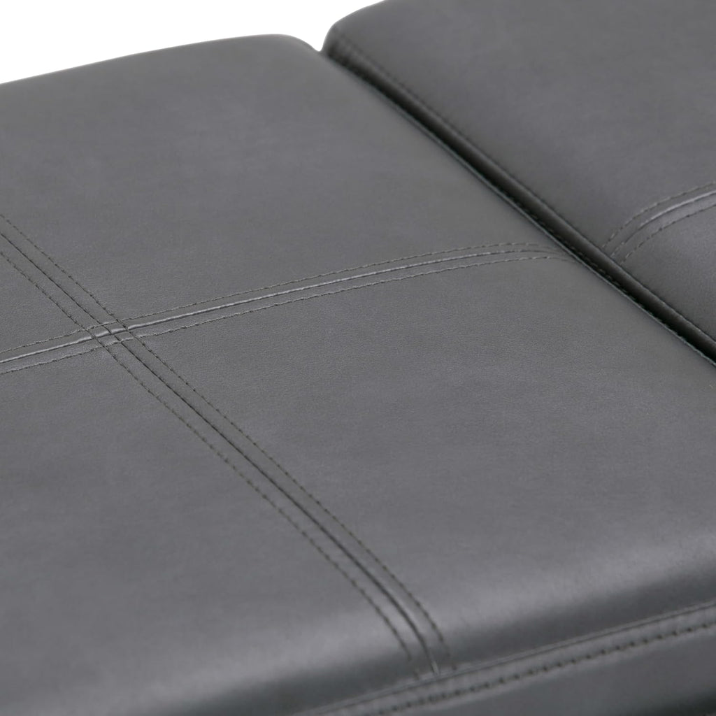 SIMPLIHOME Avalon Storage Ottoman - 42 inch Wide Upholstered Vegan Leather Rectangular Flip-Top Ottoman in Stone Grey, Contemporary Coffee Table Ottoman for Living Room with Hidden Storage