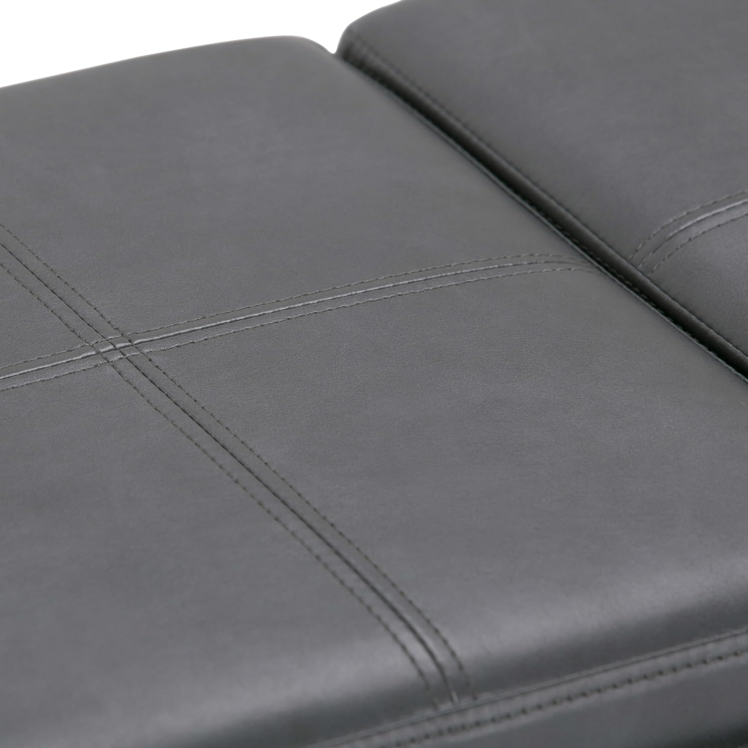 SIMPLIHOME Avalon Storage Ottoman - 42 inch Wide Upholstered Vegan Leather Rectangular Flip-Top Ottoman in Stone Grey, Contemporary Coffee Table Ottoman for Living Room with Hidden Storage