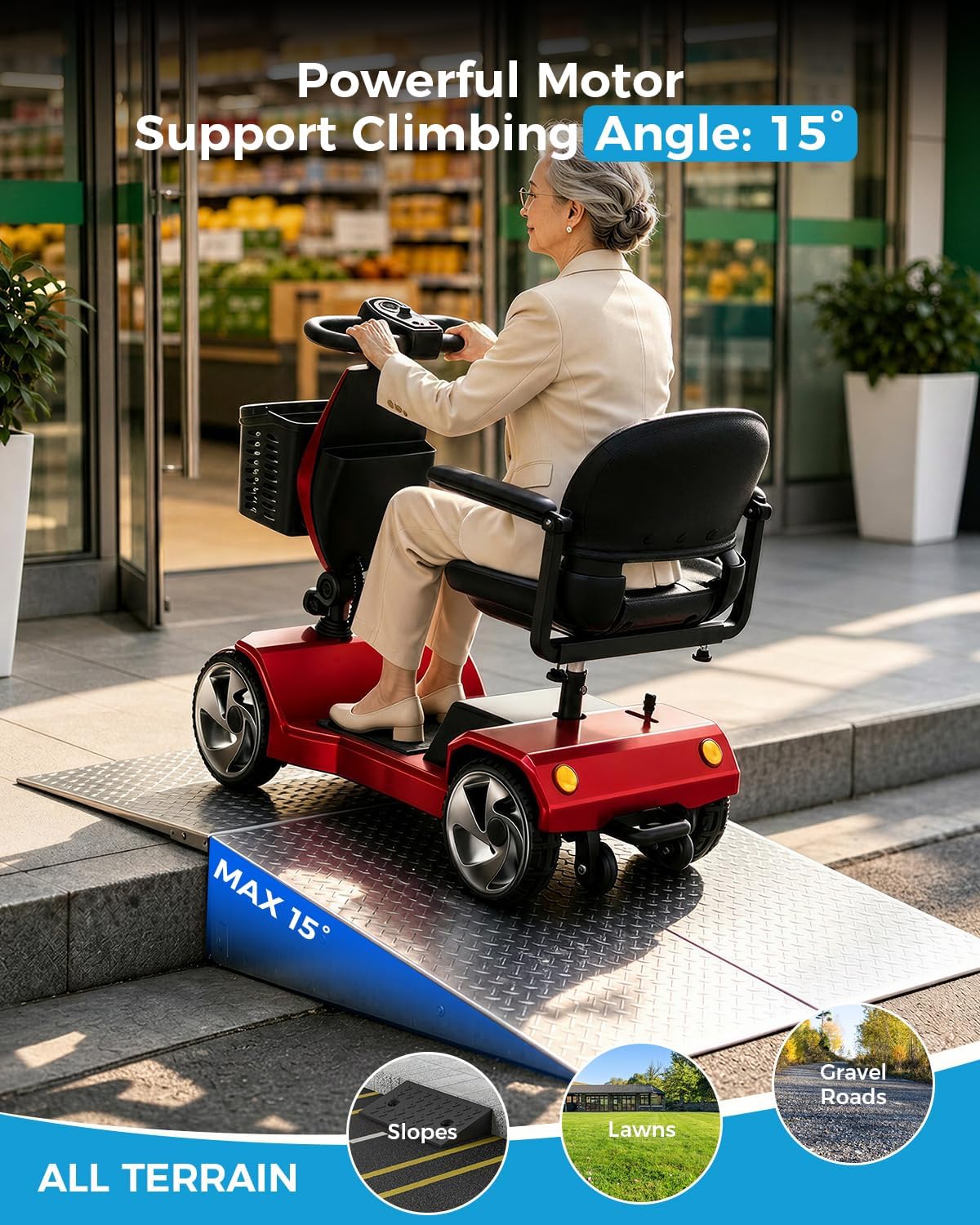 Foldable Mobility Scooters for Seniors, FSA&HSA Eligible, 330LBS Capacity 4 Wheel Lightweight Mobility Scooters for Adults, Powered Electric Mobility Scooters, Folding Travel Motorized Scooters-Red