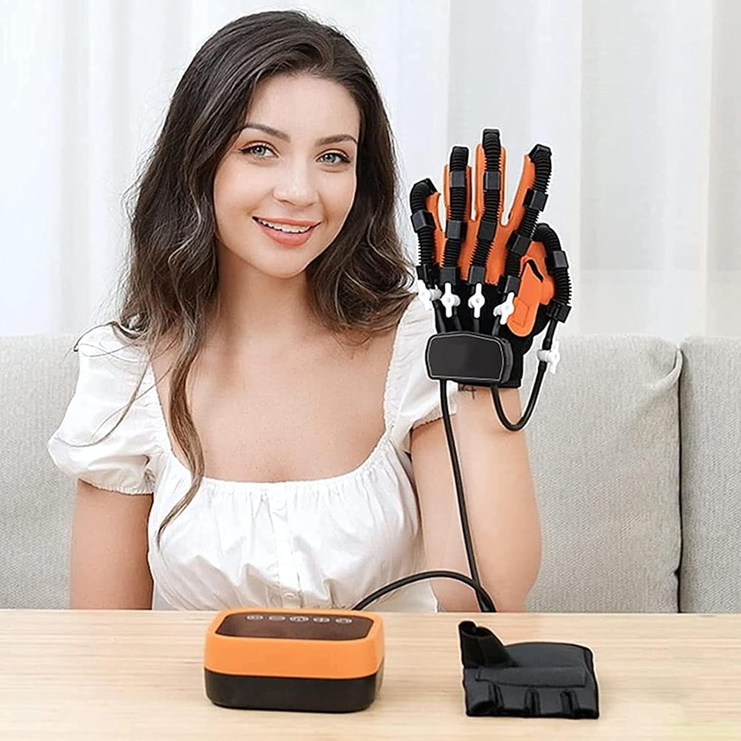 Disability Aids Rehabilitation Equipment Hemiplegia Finger Rehabilitation Trainer Robot Gloves with LCD Touch Screen/Timing/Training Intensity,Right-M