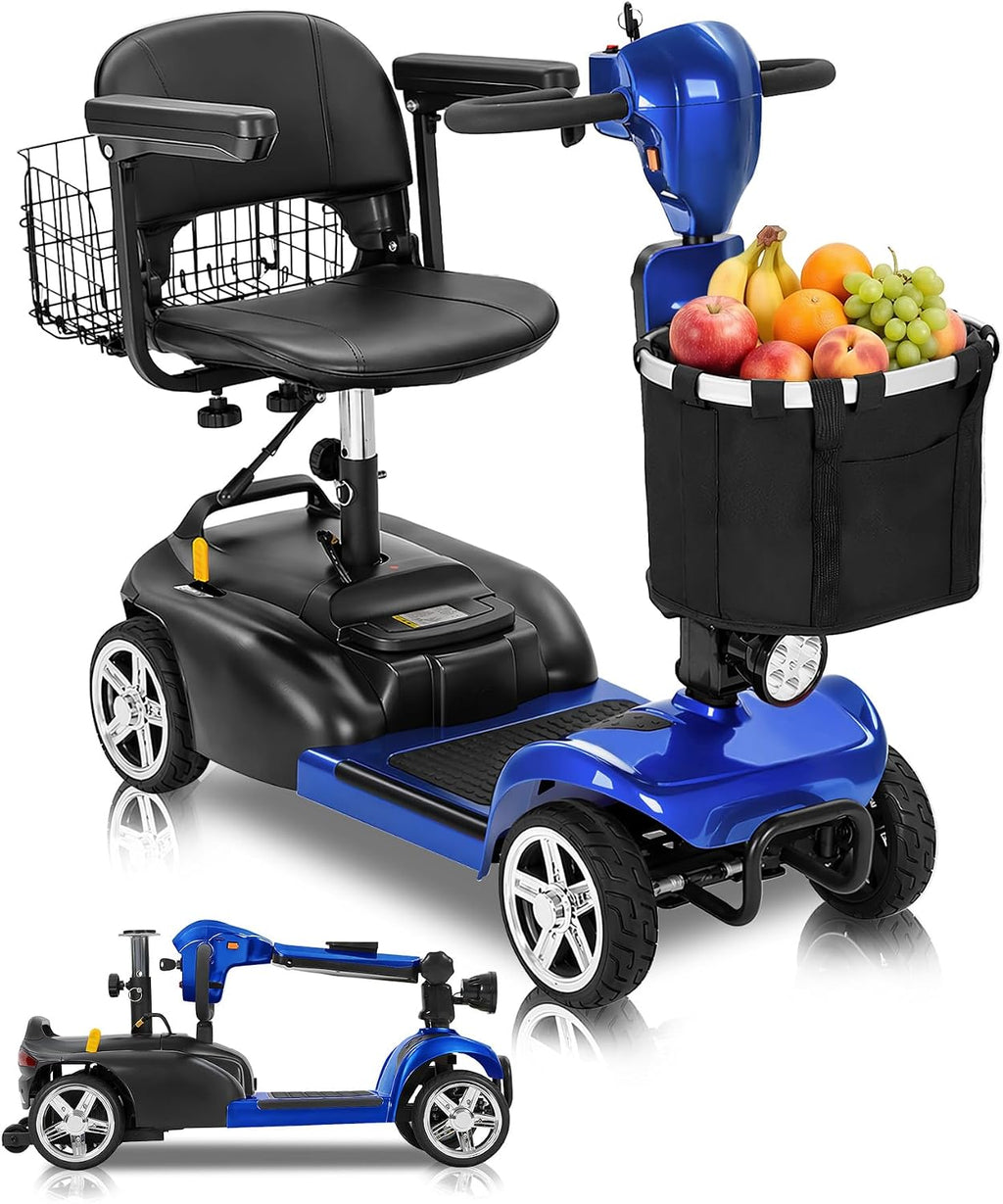Ecomobi 20-45 Miles Mobility Scooter for Seniors & Adults, 4 Wheel Motorized Mobility Scooter for Travel, Removable Lithium Battery, 350W Motor, Dual Baskets, 300 lb Capacity, GPS Tracker,Blue,18ah