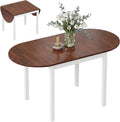 HOMCOM 55' Solid Wood Kitchen Table for 4-6 People, Oval Drop Leaf Tables for Small Spaces, Folding Dining Table, Brown