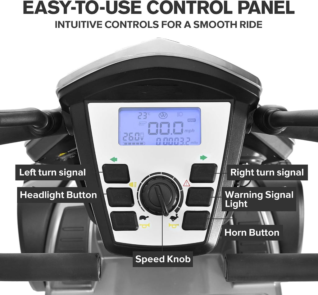 Mobility Scooters for Seniors & Adults 500 Lb Weight Foldable,Heavy Duty 4 Wheel Powered Scooter,Portable Disability Electric Wheelchair,500W Motor,52AH Battery,25 Miles Range,Rear Basket,Grey