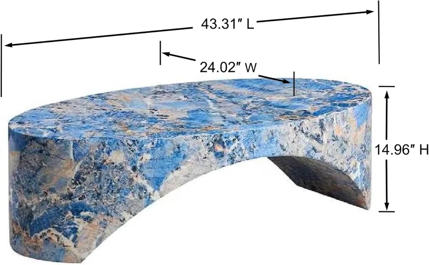 Oval Coffee Tables for Living Room, Faux Mars Pattern Pedestal CoffeeTables Mid Century Modern Minimalist Cave Tables Travertine Stone Pattern Accent End Table for Apartment, Office Fibgerglass Blue