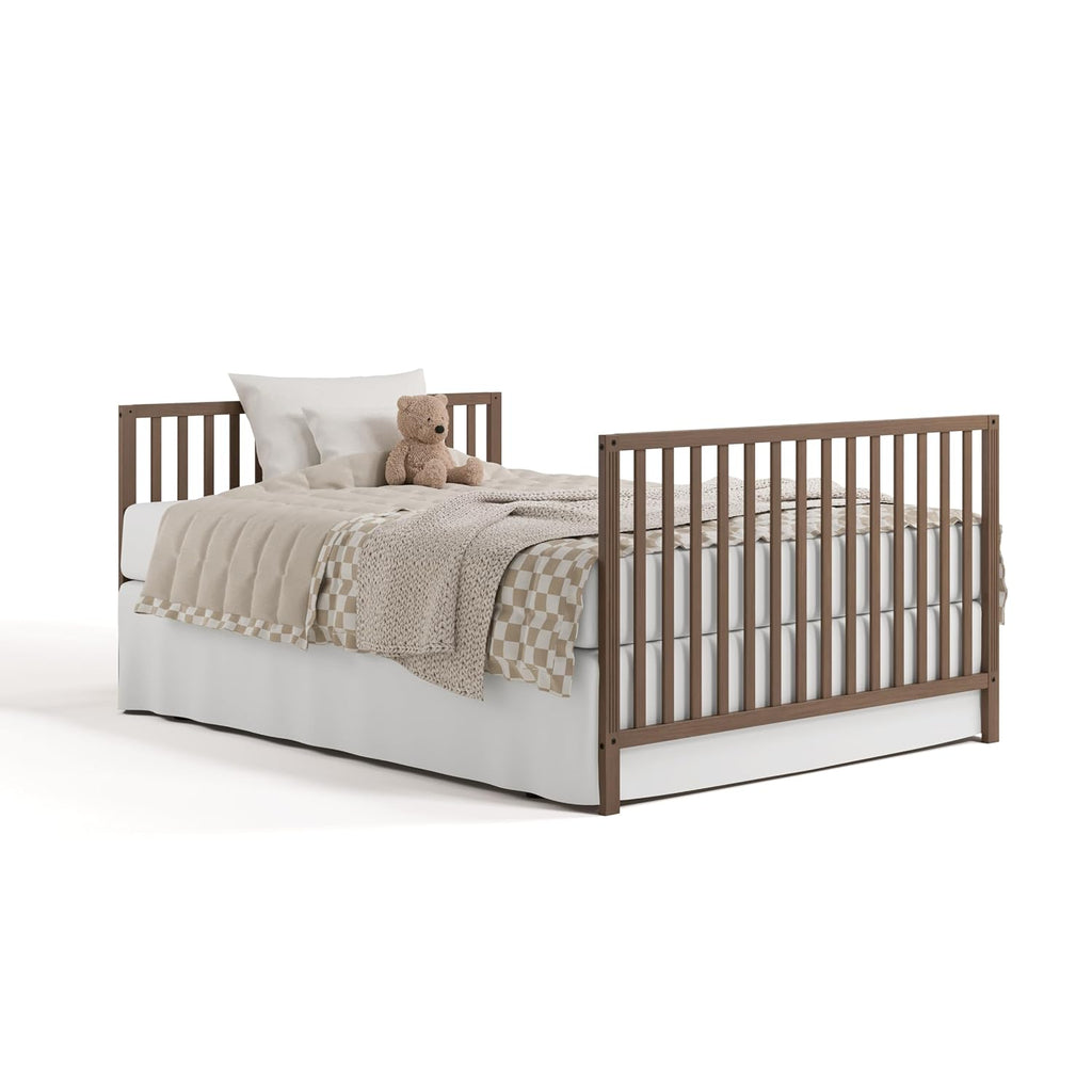 Storkcraft Morningside 5-in-1 Convertible Crib – GREENGUARD Gold Certified, Fits Standard Crib Mattress, Converts to Toddler Bed, Daybed and Full Bed, 4 Adjustable Mattress Heights (Hazelnut)