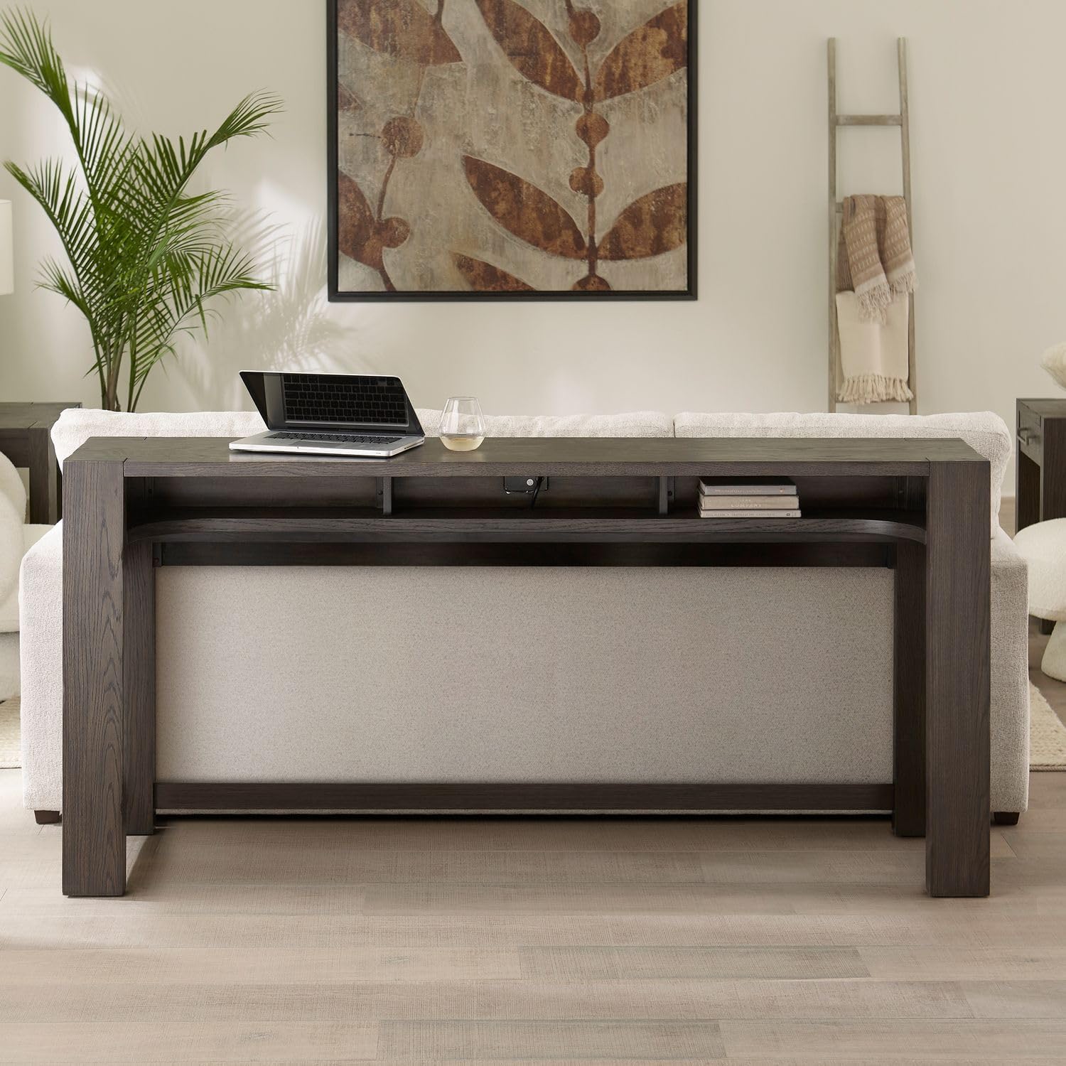 Liberty Furniture Lennox Hill Living Room Console Bar Table with Charging Station - Bark