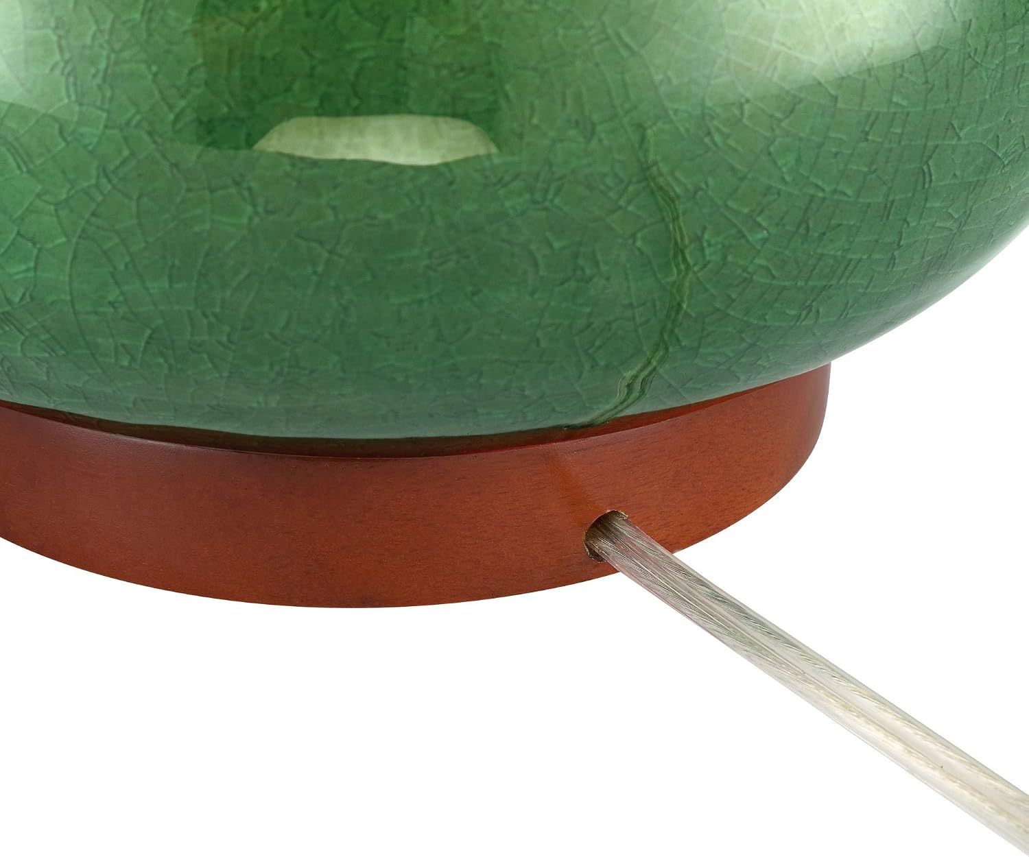 360 Lighting Andi 25' High Mid Century Modern 3-Way Table Lamp Green Ceramic Wood Finish Single Fabric White Shade Cottage Core Living Room Bedroom Bedside Nightstand House Office Colors May Vary