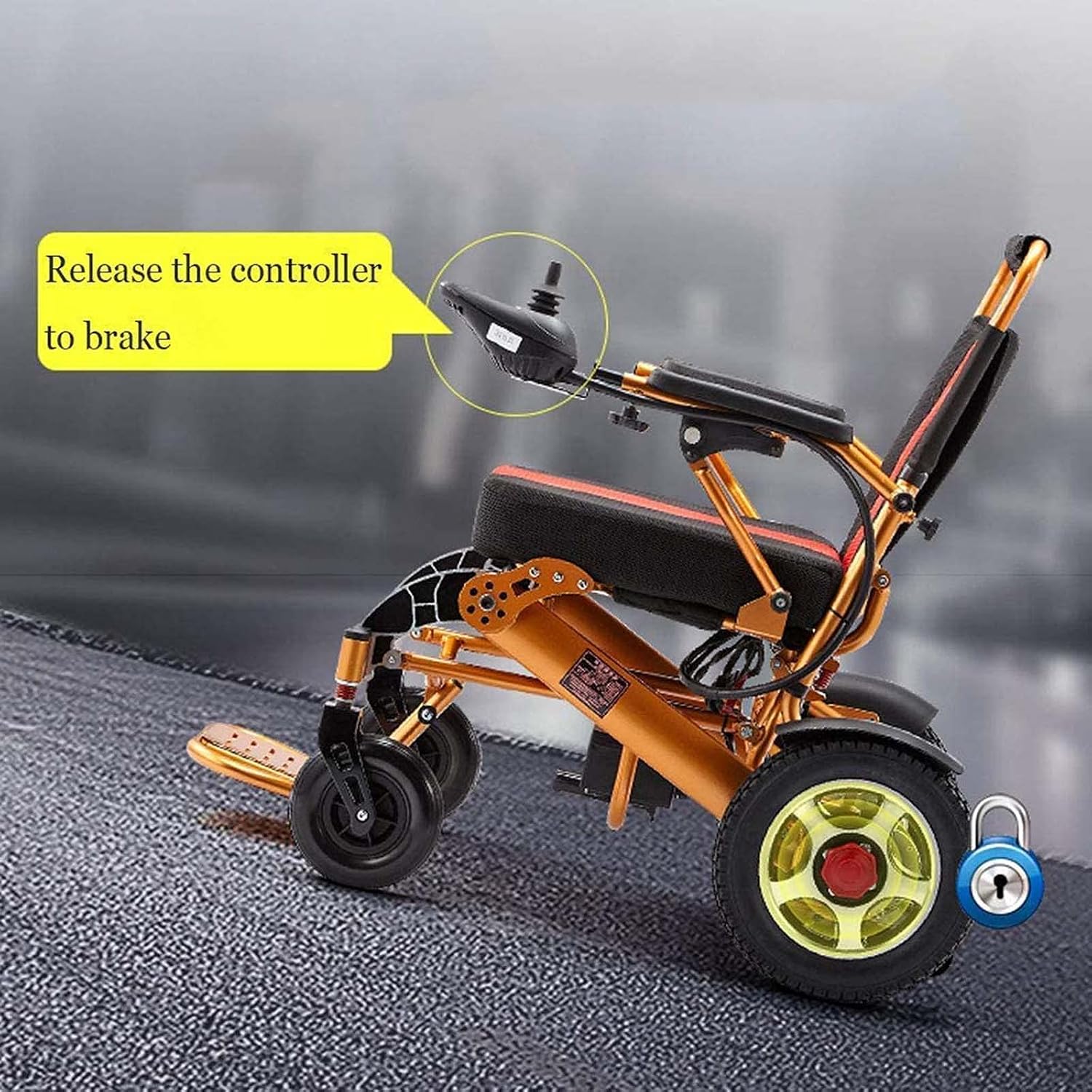 Folding Electric Wheelchairs, Lightweight All-Terrain Electric Wheelchair Scooter Dual-Motor Electric Chair 12A 15Km, Suitable for All Ages with Disabilities Parapleg