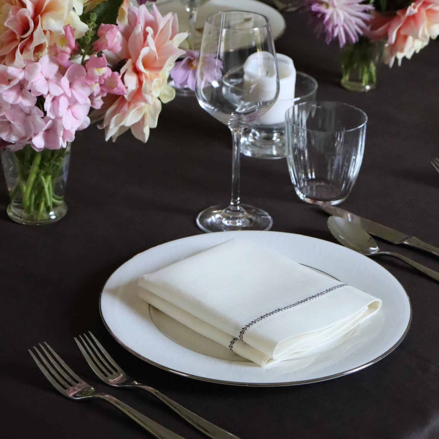 Huddleson Chocolate Brown Linen Tablecloth 66x126 Luxury Italian Linen Rectangle Rectangular Table Cloth Sewn in US