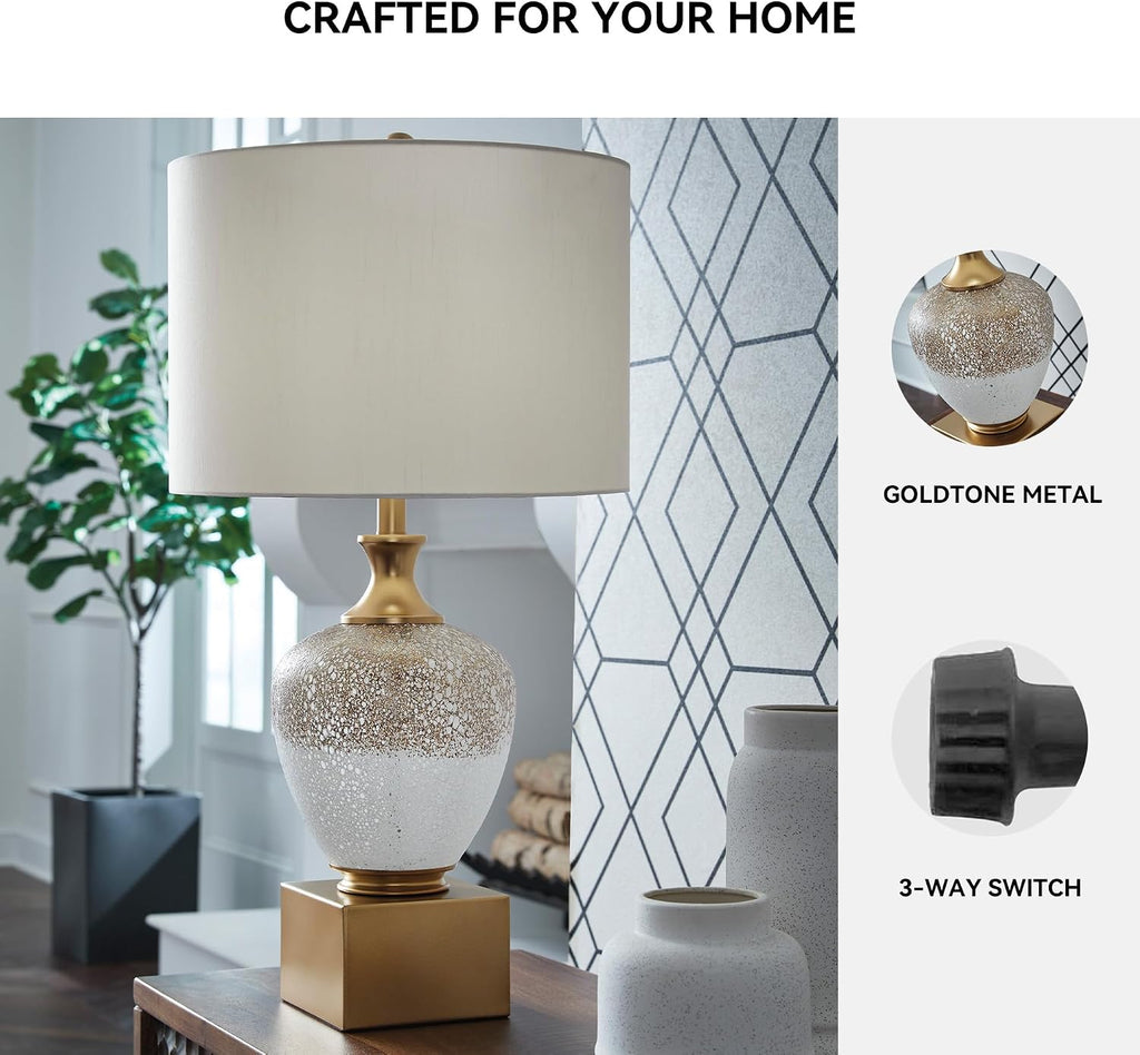 Signature Design by Ashley Tavisburg Vintage Metal Table Lamp with 3-Way Switch, Light Brown & Metallic