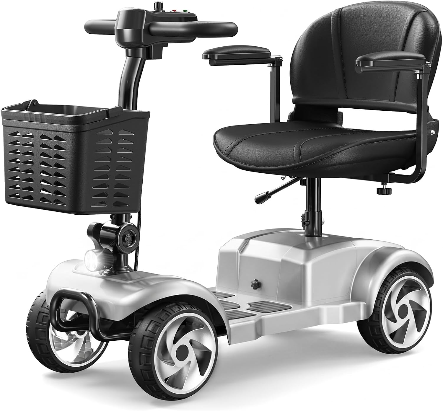 4 Wheel Electric Mobility Scooter for Adults and Seniors, 20 Miles Range Foldable Electric Scooter, Compact Heavy Duty Mobile for Travel with 300 lb Capacity, Powered Electric Wheelchair, Grey