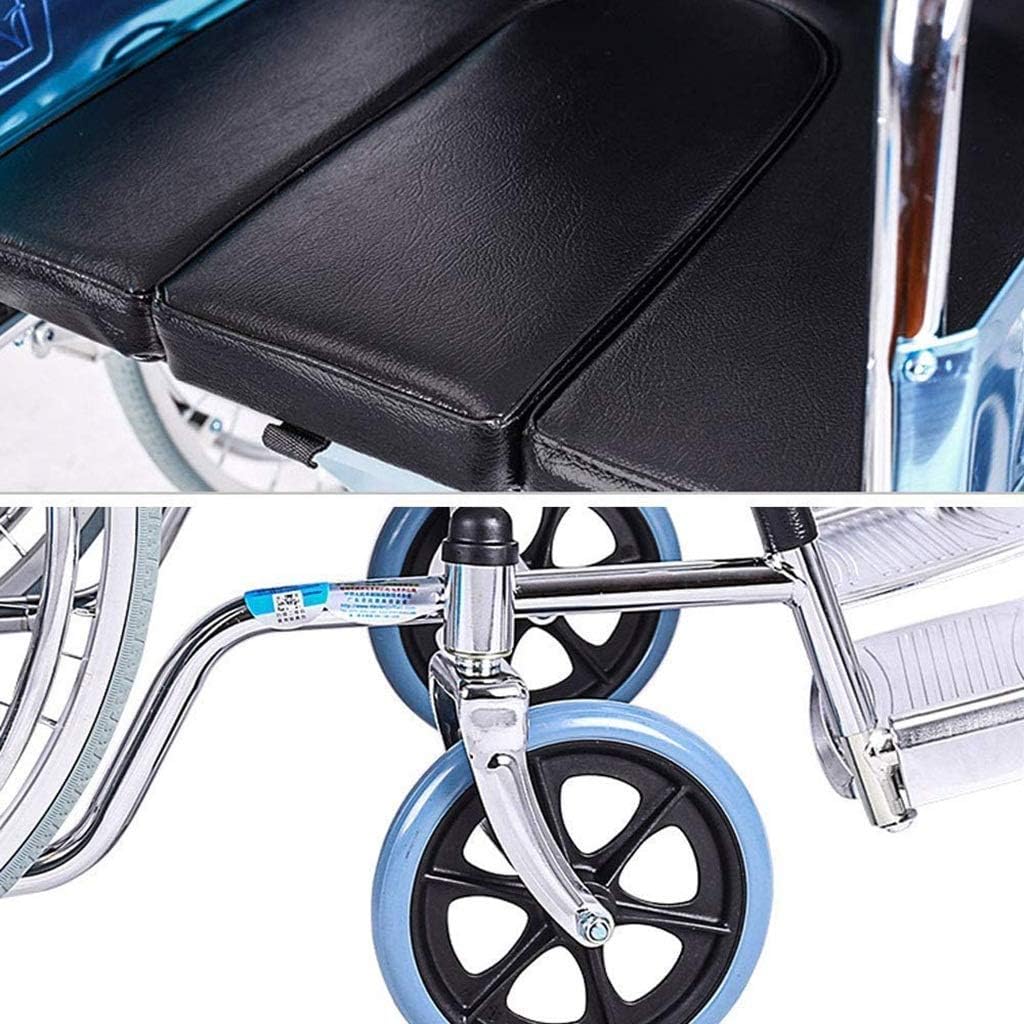 Wheelchair Folding Light, Self-Propelled with Toilet Adjustable Foot Pedal Pneumatic Tire Sturdy and Stable Elderly/Disabled Trolley Scooter,Portable