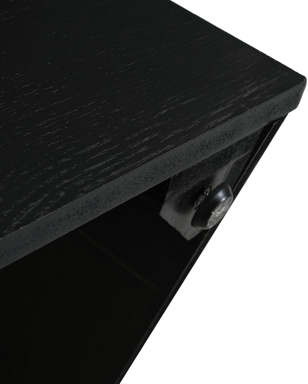 Christopher Knight Home Sami Mid Century Modern Coffee Table for Living Room Furniture/Apartment, Square Side Table with Wood Grain Top, Wooden End Table with Sturdy Pedestal Base, Black + Brown