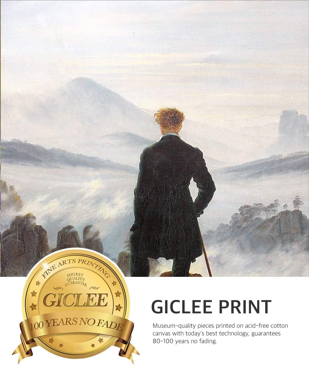 DECORARTS Wanderer Above the Sea of Fog (1818) by Caspar David Friedrich Giclee Prints Framed Art for Wall Decor. Framed Size: 30x26