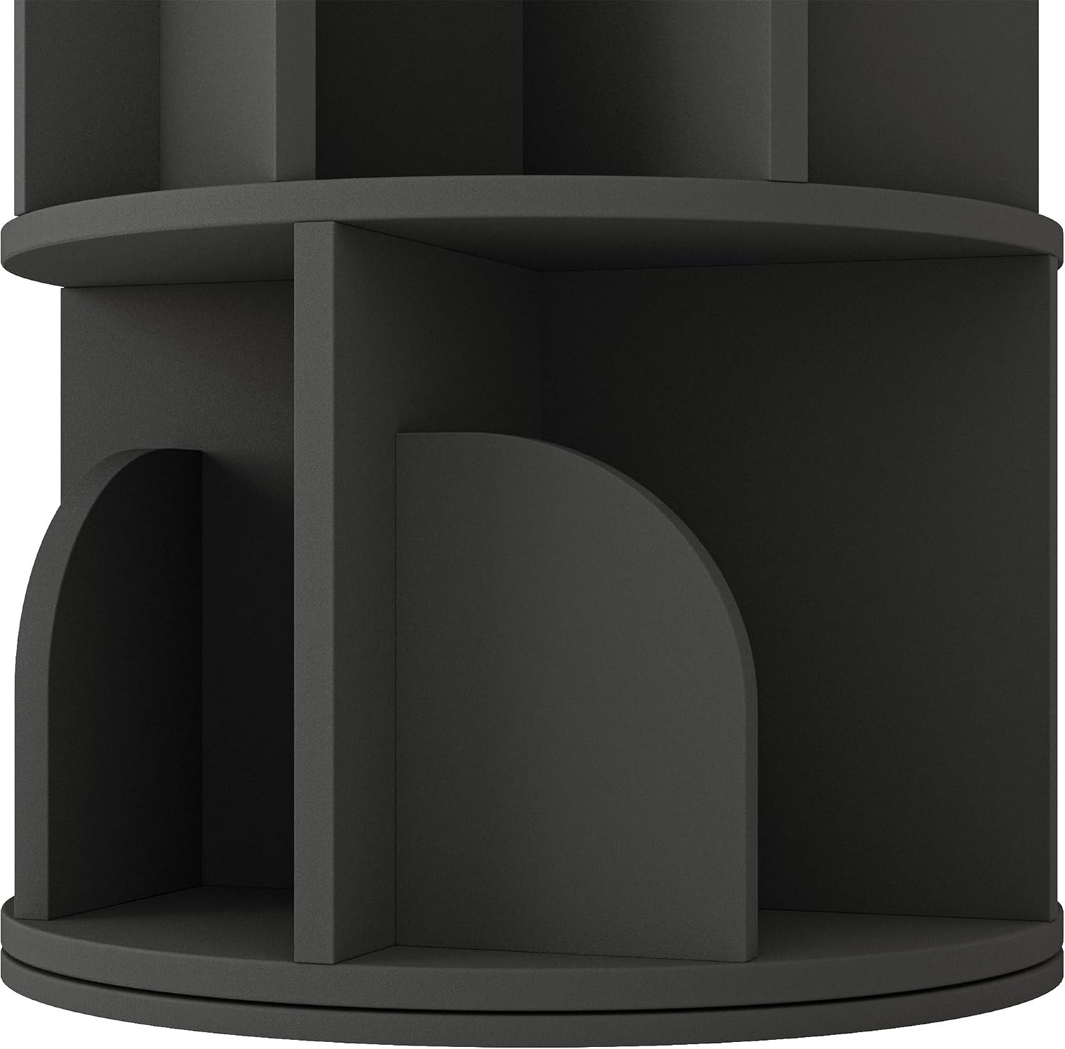 YOWOS Rotating Bookshelf, Small Corner Bookshelf for Small Space, 360 Display Floor Standing Bookcase Storage Rack, Wood Narrow Book Shelf Organizer for Bedroom, Living Room (Black, 2 Tiers)