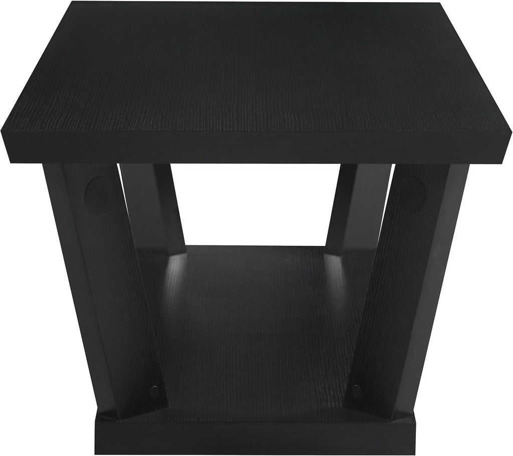 Coaster Home Furnishings - Aminta - Wood - 3-Piece Coffee and End Table Set with Beveled Tops, Angled Legs, and Flush Squared Base - Contemporary Style - Living Room - Black - 753434