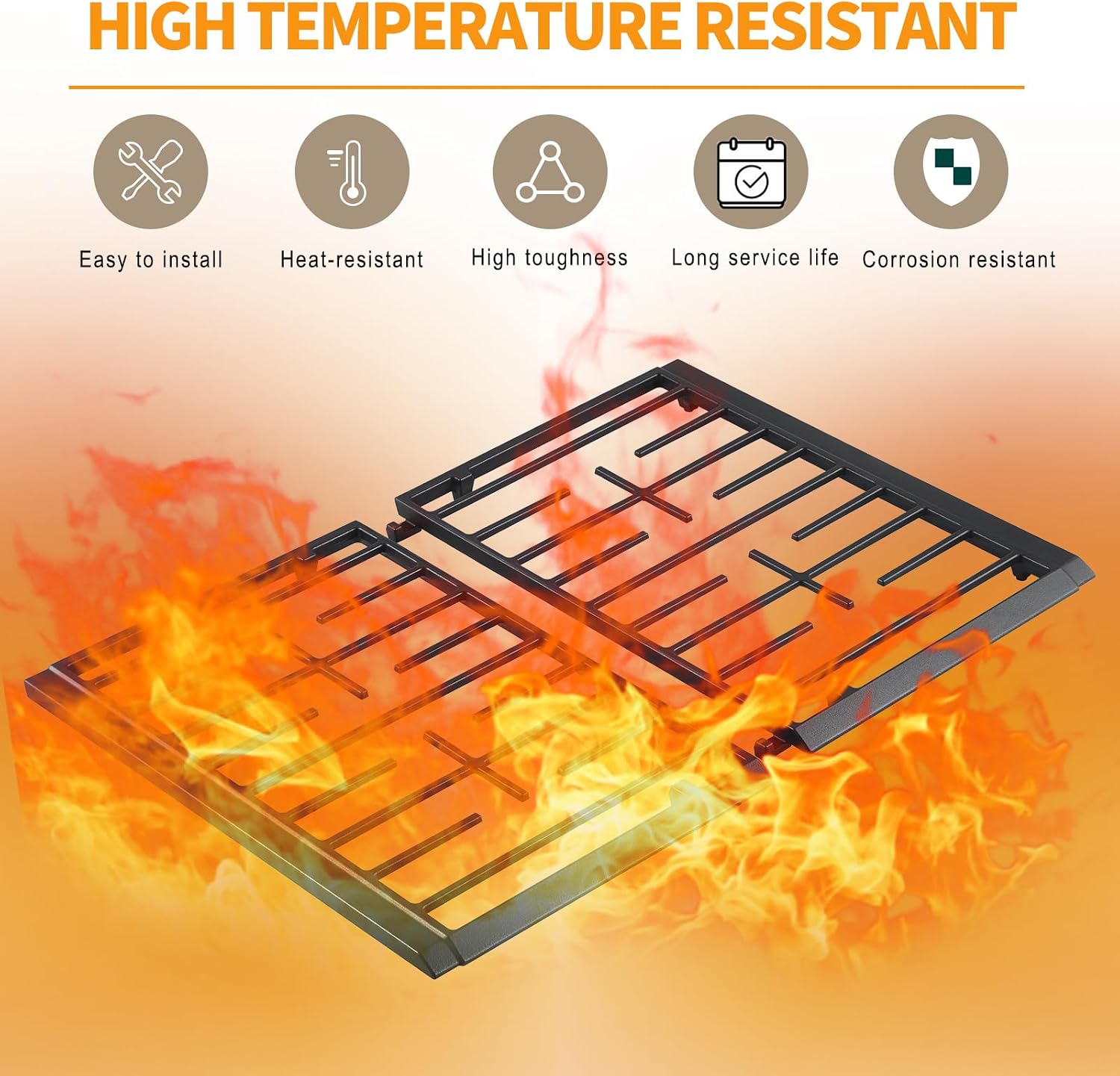Atgestore W11394363 Stove Grate Replacement for Whirlpool Gas Stove Cast Iron Grate WPW10447923 WFG524SLAB0 WFG524SLAB1 Whirlpool Gas Range Parts Stove Top Cooktop Surface Burner Grate Rack