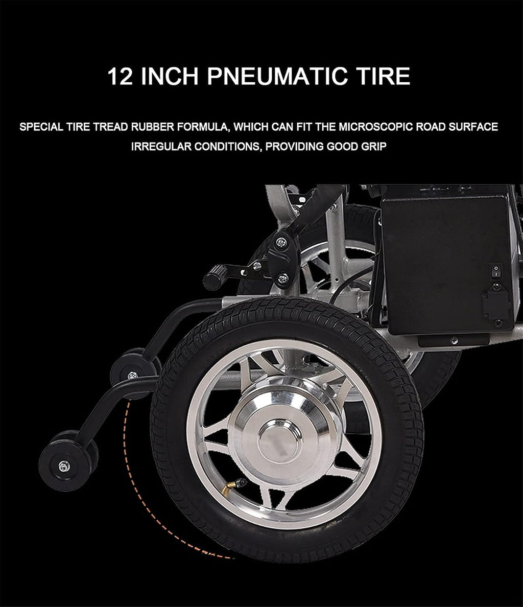 Electric Wheelchair, Folding Lightweight Wheelchai Adult Electric Wheelchair Suitable for Elderly People with Disabilities Can Be Folded in One Step Aluminum Alloy Material 360-deg