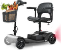 Mobility Scooters for Seniors & Adults 350 Lb Weight Foldable,All-Terrain 4-Wheel Powered Scooter,Lightweight Foldable Disability Electric Wheelchair,Front Rear Led Lights with Basket,Black