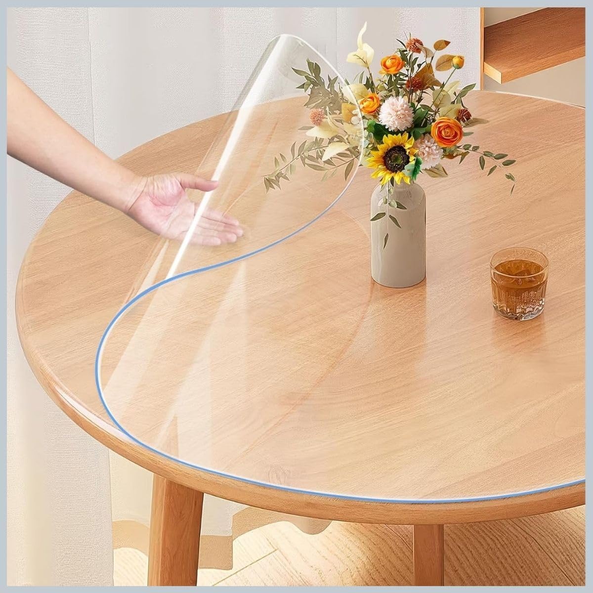 Clear Round Protector for Dining Room Table, Round Clear Table Cover Protector 48 Inch，PVC Rounds Table Pad, for Dining Room, Coffee Tabletop(175cm/69in)