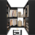 Besiost Closet System with 4 Drawers & Corner Tower, Closet Organizer System with 4 Hanging Robs, Reversible U Shaped Walk-in Closet System, Load 2600+LBS Capacity, Set of 4, Black