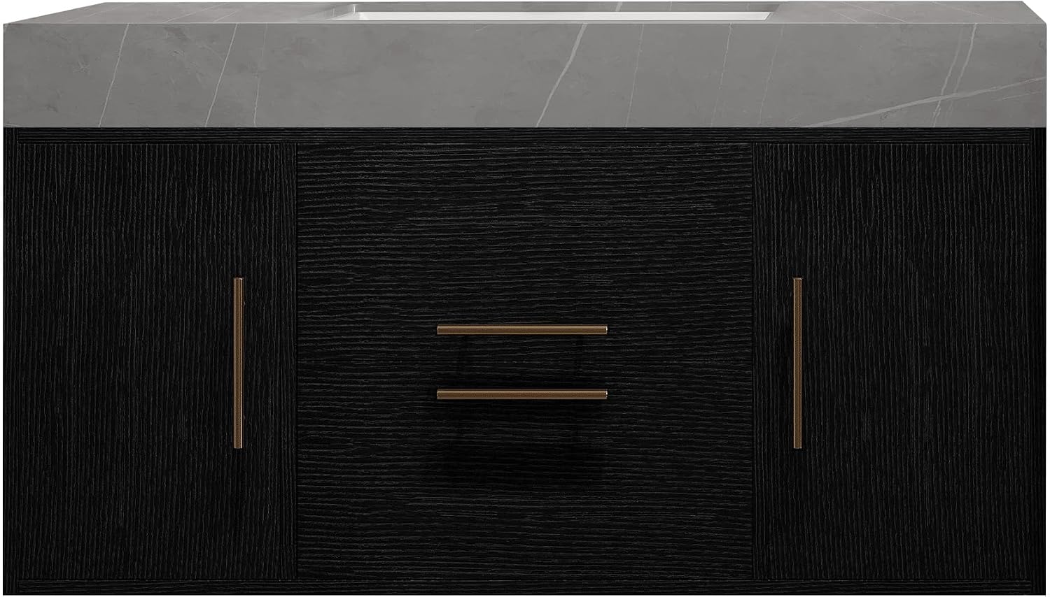 39.4' Bathroom Vanity with Oval Ceramic Sink, Floating Vanity Bathroom Sink Cabinet Wall Mount, Soft-Close Function 2 Large Hidden Drawers & Cabinet