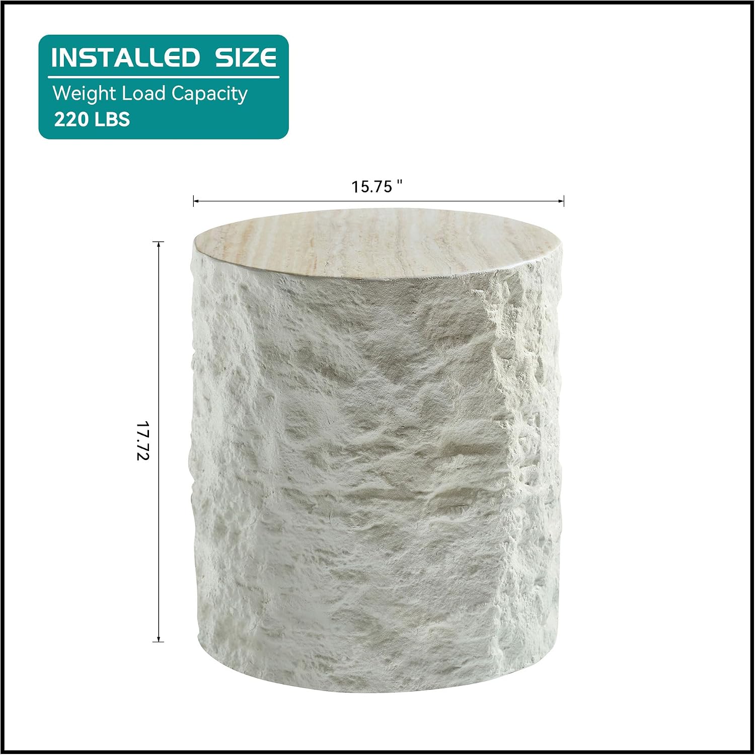 JUSTONE 15.75 ''Round Coffee Table, Accent End Table for Living Room Office Apartment, Modern Minimalist Side Table with Faux Marble Pattern,Ø15.74' x 17.72' H