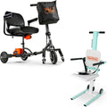 SuperHandy Passport Plus Mobility Scooter - Foldable 3 Wheel & GoRise FC Electric Floor to Chair Lift for Seniors and People with Disabilities - 400 Lbs Capacity [Bundle deal]