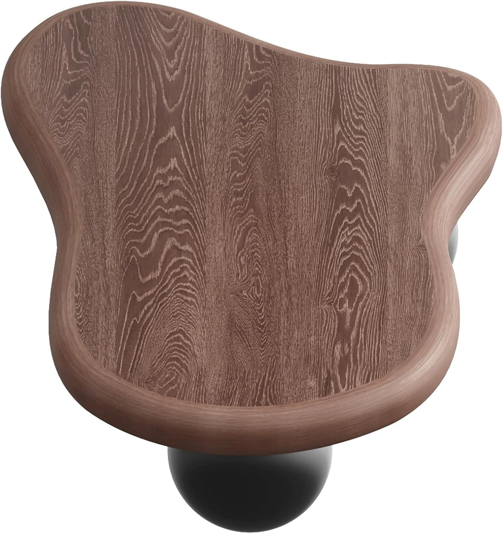 40' Cloud Coffee Table for Living Room Irregular Coffee Table Modern Low Coffee Tables Cute Small Center Table with 3 Ball Legs for Small Space Apartment Walnut & Black