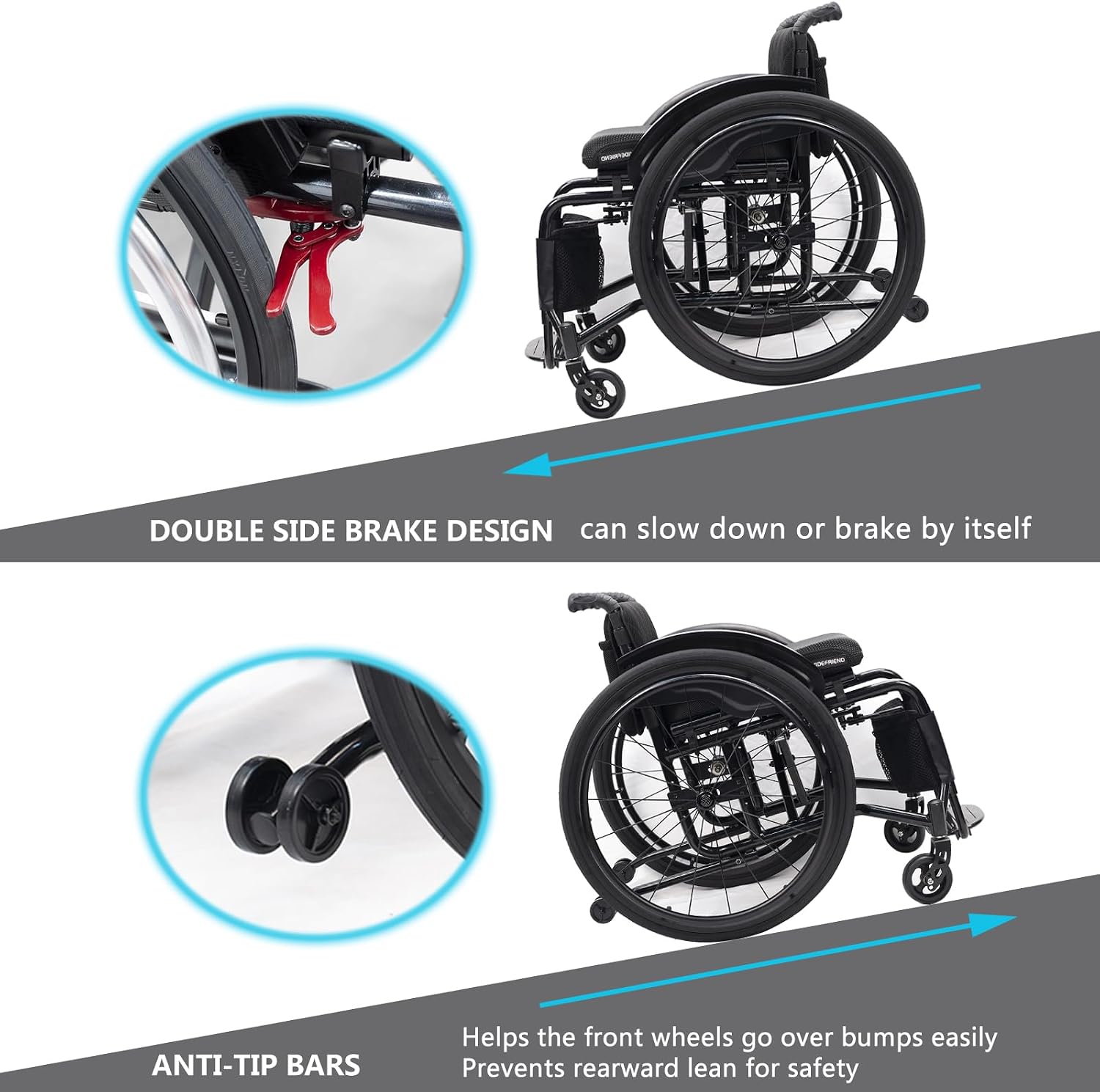 Wheelchair,Folding Transport Wheelchair,Solid Tire Sport Wheelchair,Light Weight Wheelchair,Aluminum Alloy Wheelchair,Self-propelled Manual Wheelchairs,Mobility Aids for Adult(Seat Width 36cm)