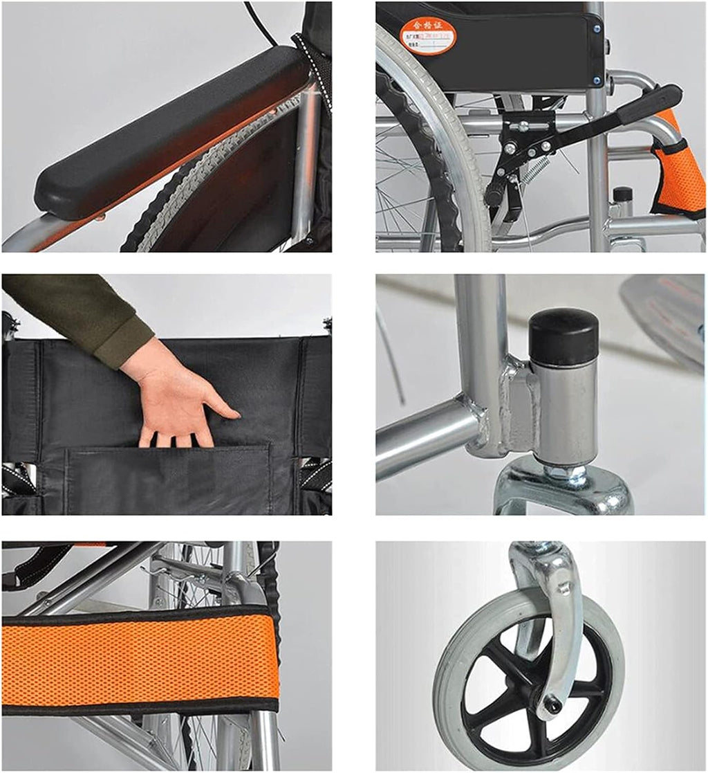 Wheelchairs Folding Wheelchairs,Self-Propelled Wheelchairs Functional Care Foldable Aluminium 14Kg Ultra Lightweight Wheelchair & Mobility Scooter