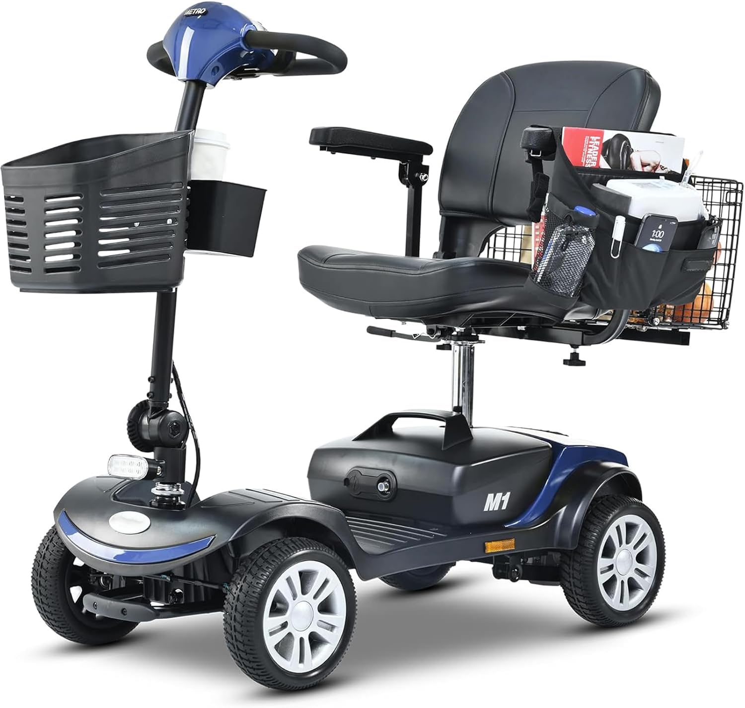 Mobility Scooters for Seniors 400 Lb Weight Capacity,Portable Folding Mobility Scooter, Travel Mobility Scooter,Heavy Duty Electric Powered Scooter W/Foldable Removable Disability Scooter,Blue