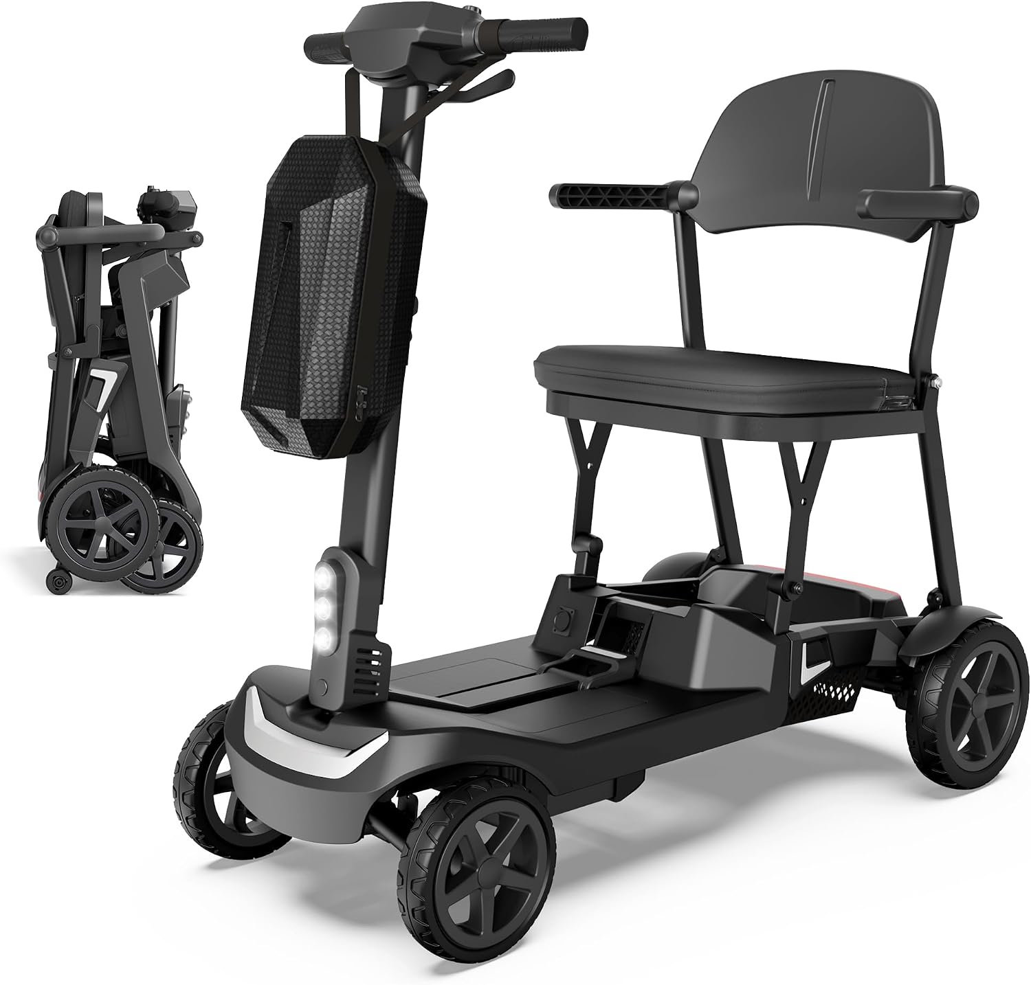 37.5lb Lightweight Mobility Scooter for Seniors & Adults - Cruise & Airline Approved, Removable Lithium Battery, Foldable Portable Travel Motorized Scooter, No Assembly Needed, 12.4Miles Range, Black