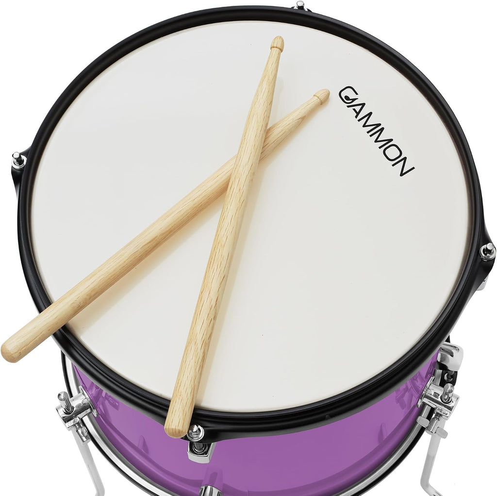 Gammon Percussion 5-Piece Junior Starter Drum Kit with Cymbals, Hardware, Sticks, & Throne - Purple