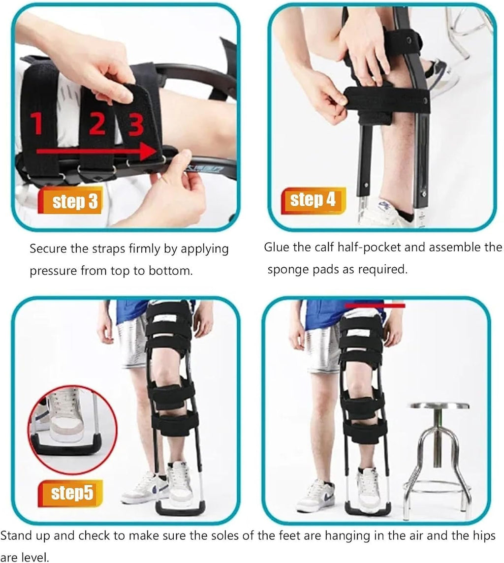 FoRes Walking Aids Pain Free Knee Crutch Hands Free Crutch Adjustable Crutches for Walking Leg Knee Mobility Support for Disability Elderly Injury Ankle Fracture